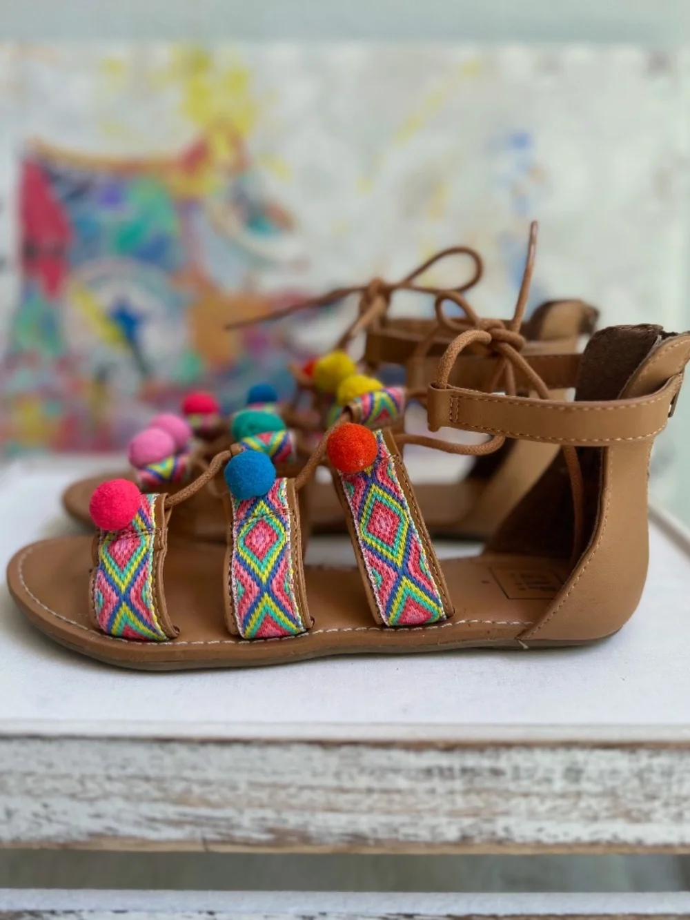 Gap Girls Colorful Pom-Pom Sandals